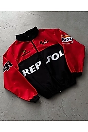 Paraşüt Kumaş Baskılı Oversize Unisex Rüzgarlık Yağmurluk